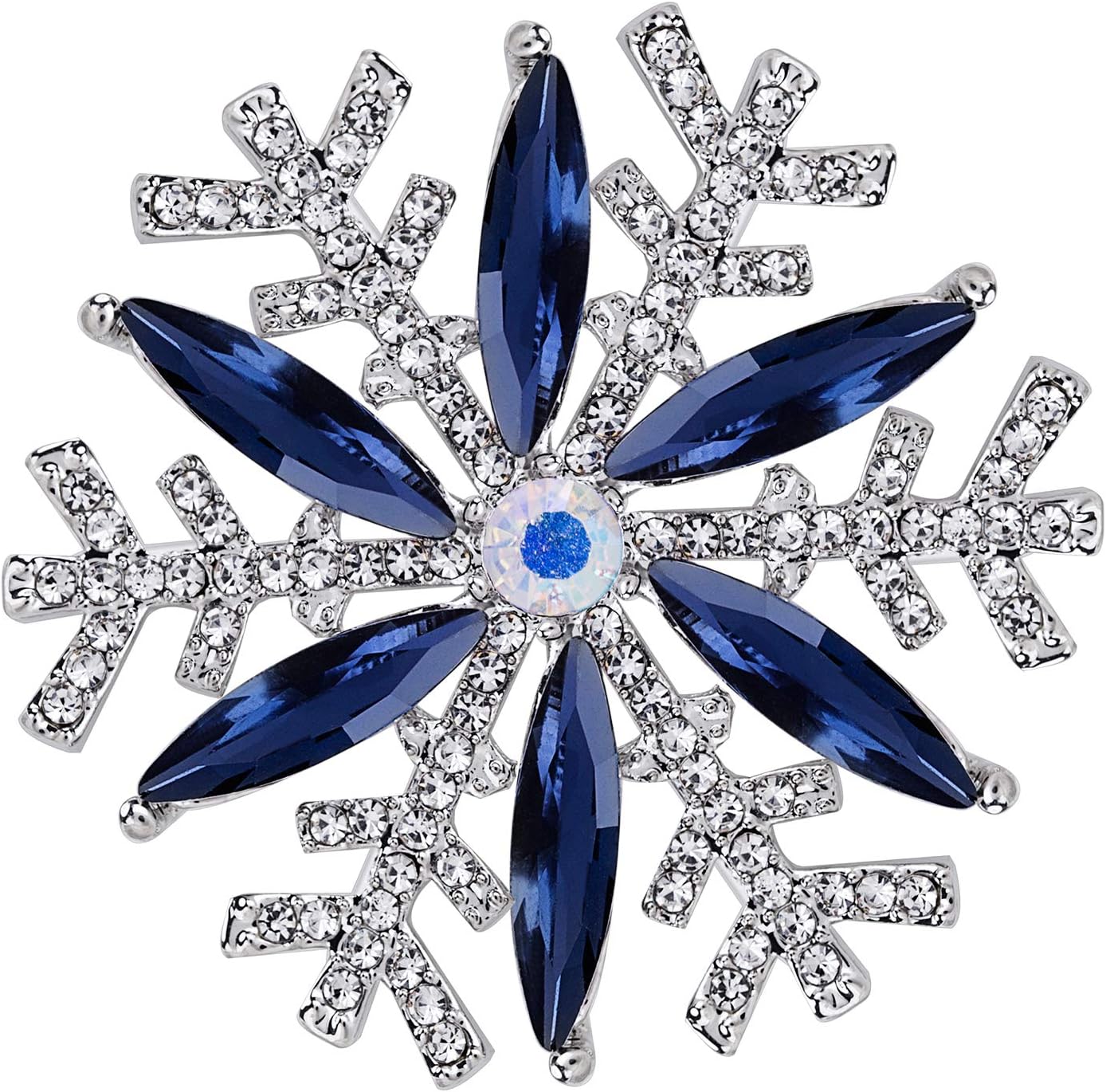 Brooch for Women Crystal Summer Flower Brooch Elegant Blue Pin, Durable and Useful,Suitable for Dress Gift for Wedding,Party,Birthday,Banquet,with Gift Box.