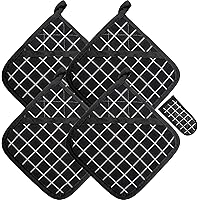 Win Change Heat Resistant Potholders Hot Pads-4 Kitchen Pot Holders Set with 1 Pan Hot Handle Holders Trivet for Cooking…