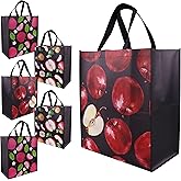 CHENGBAI TOTE 6 Pack Reusable Grocery Bags, Large Heavy-duty Shopping Bag with Sturdy Handles, Multi-Purpose Portable Shopper Bag for Groceries, Supermarket, Picnic, Fashion & Waterproof (bear 55LBS)