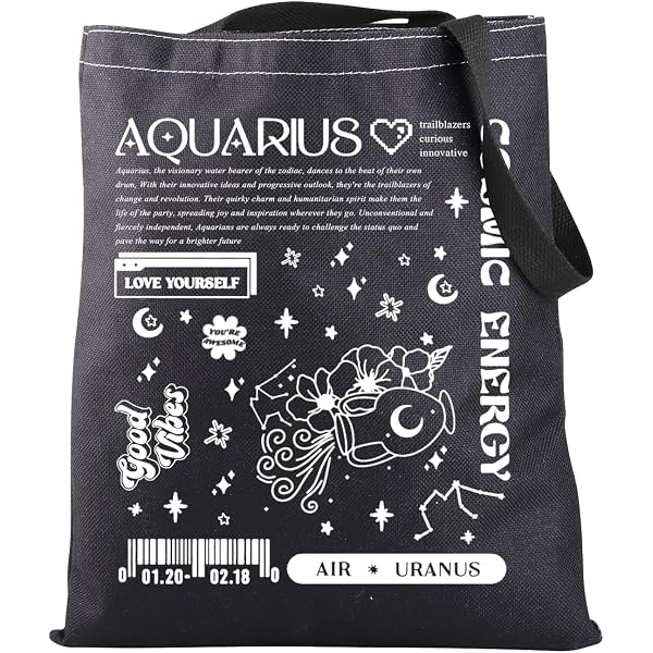WZMPA Zodiac Sign Canvas Tote Bag 12 Constellation Inspired Gifts
