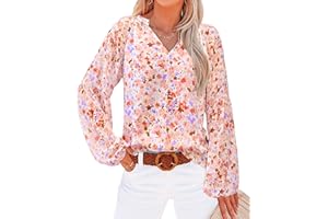 BTFBM Blouses for Women Dressy Casual Floral Summer Boho Tops V Neck Lightweight Long Sleeve Shirts Spring Clothes 2026