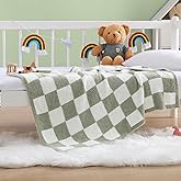 WRENSONGE Checkered Throw Blanket, Sage GreenSoft Cozy Fluffy Warm Hand Made Throw Blankets for Couch, Sofa, Chair, Bed, Camping, Picnic, Travel Lightweight Bed Blanket - 30"*40"