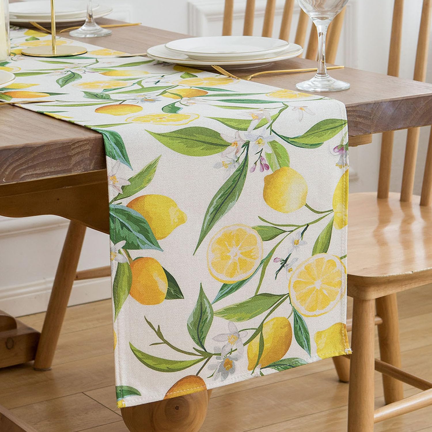 Modern Table Runner Lemons Living Room Yellow 33 x 183 cm Washable Polyester Table Runner Modern for Dining Table Holiday Kitchen Parties Summer Outdoor