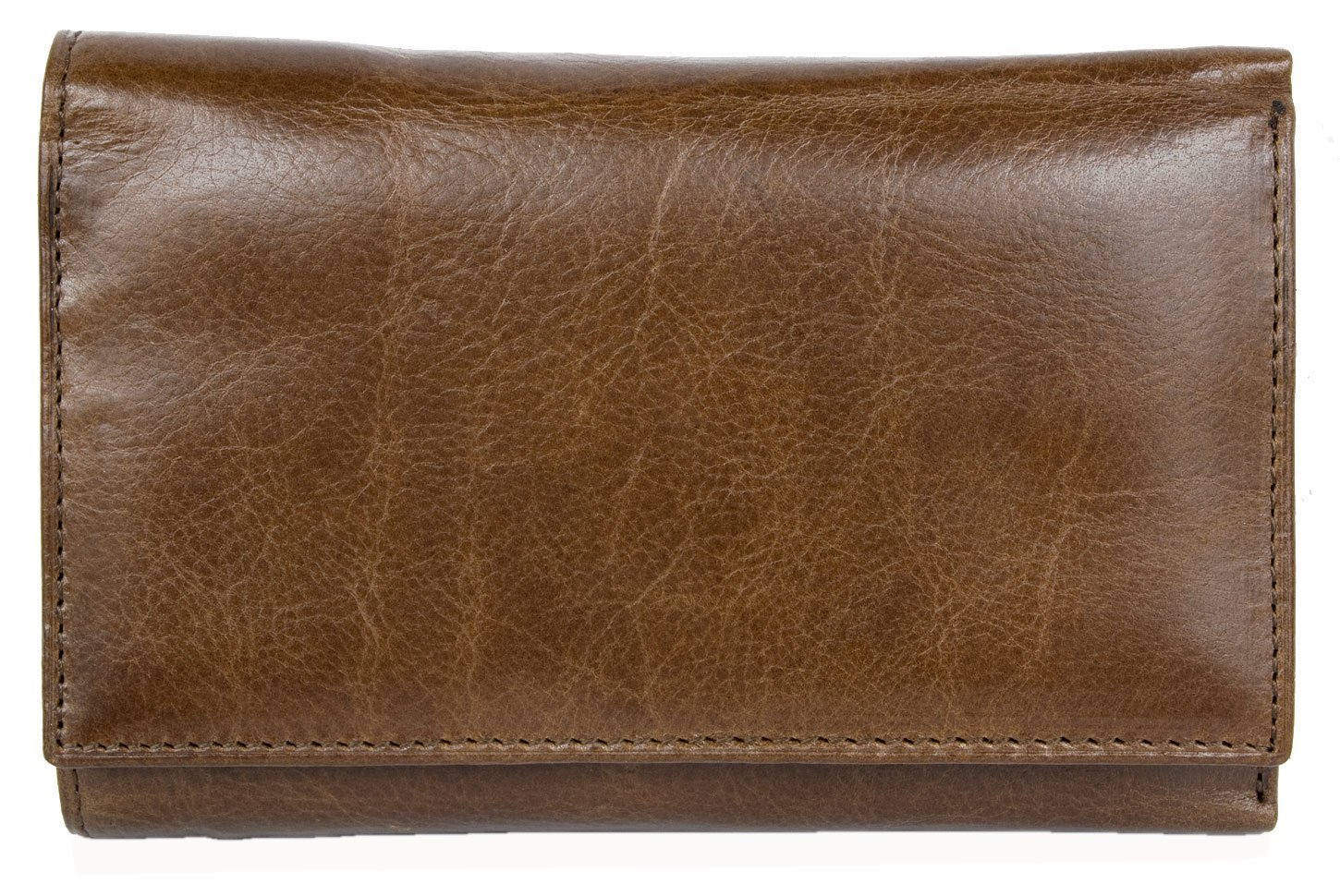 FLW Women's Brown Genuine Leather Wallet Without Any Logos or Markings