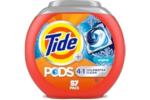Tide PODS Coldwater Laundry Detergent soap, Original Scent, 4-in-1 Detergent, Laundry PODS Formulated for Cold Water, 57 Coun