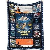Fishing Blanket 50x60 – Soft Flannel Fleece Fish Throw for Men, Vintage Mountain Lake Art, Cozy Couch/Bed/RV Camping, Gifts for Fishermen, Dad & Grandpa, Trout Bass Cabin Decor