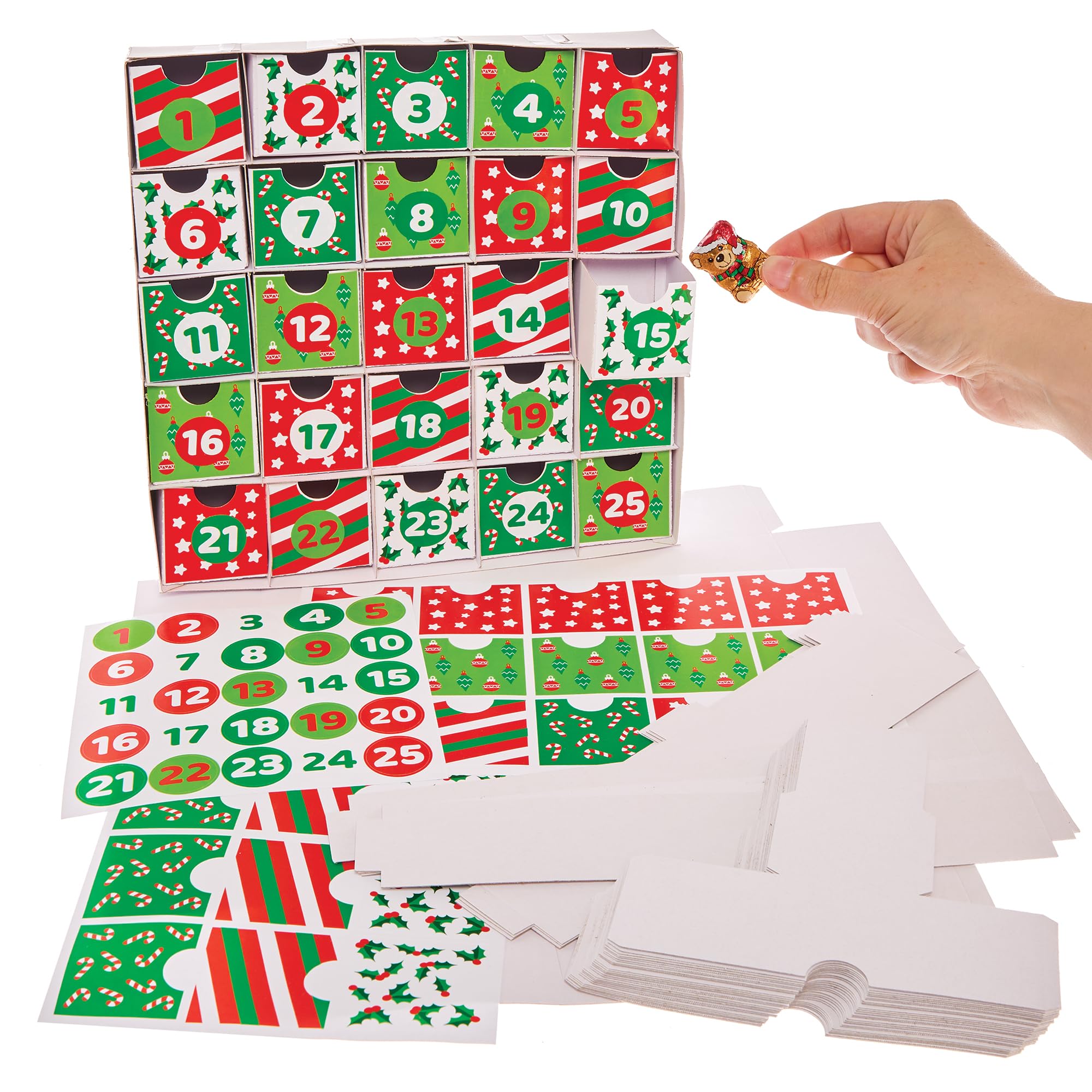 Baker Ross FX772 Christmas Advent Calendar Kit - 1 kit, Christmas Arts and Crafts for Kids to Make and Decorate