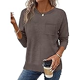 OFEEFAN Sweaters for Women Knitted Ribbed Casual Long Sleeve Crew Neck Pullover Basic Fall Fashion Outfits Tops 2025