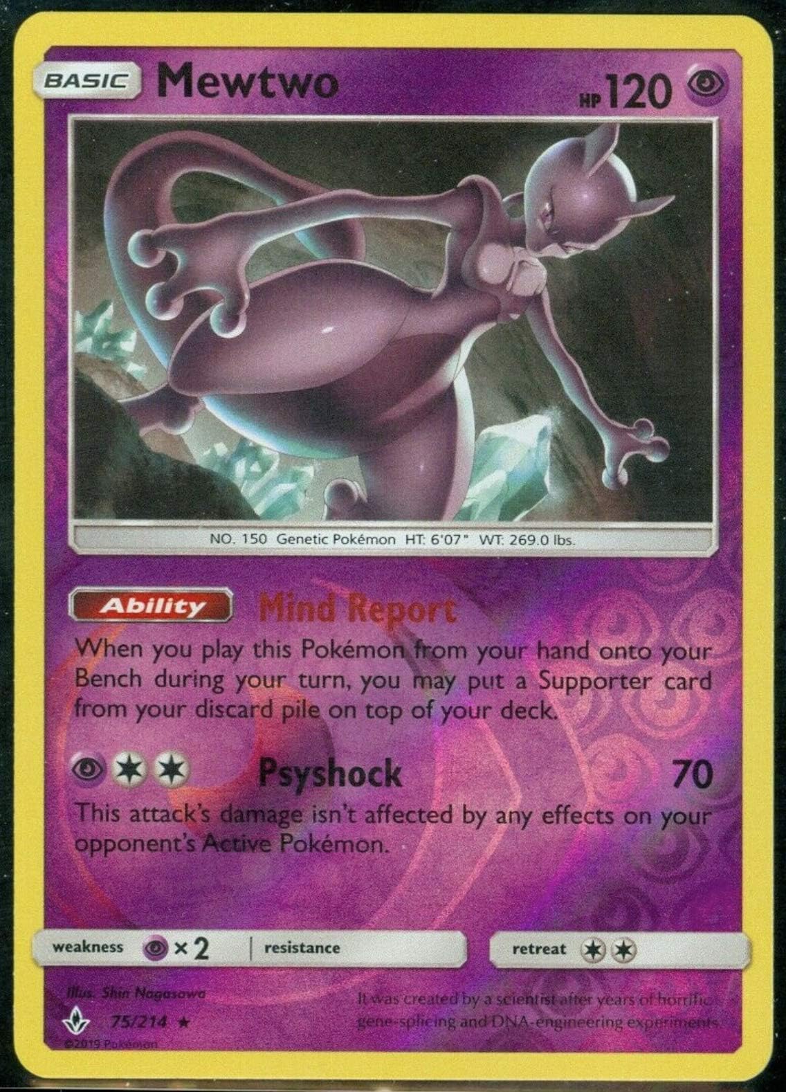 Mewtwo 75/214 - Reverse Holo Rare - Unbroken Bonds - NM/M - 100% Guaranteed Authentic