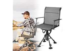 KEMIMOTO Hunting Blind Chair 360 Degree Silent Swivel, 300 Lbs Height Adjustable Quick Folding Portable Comfortable Hunting Deer Fishing Ground Chair