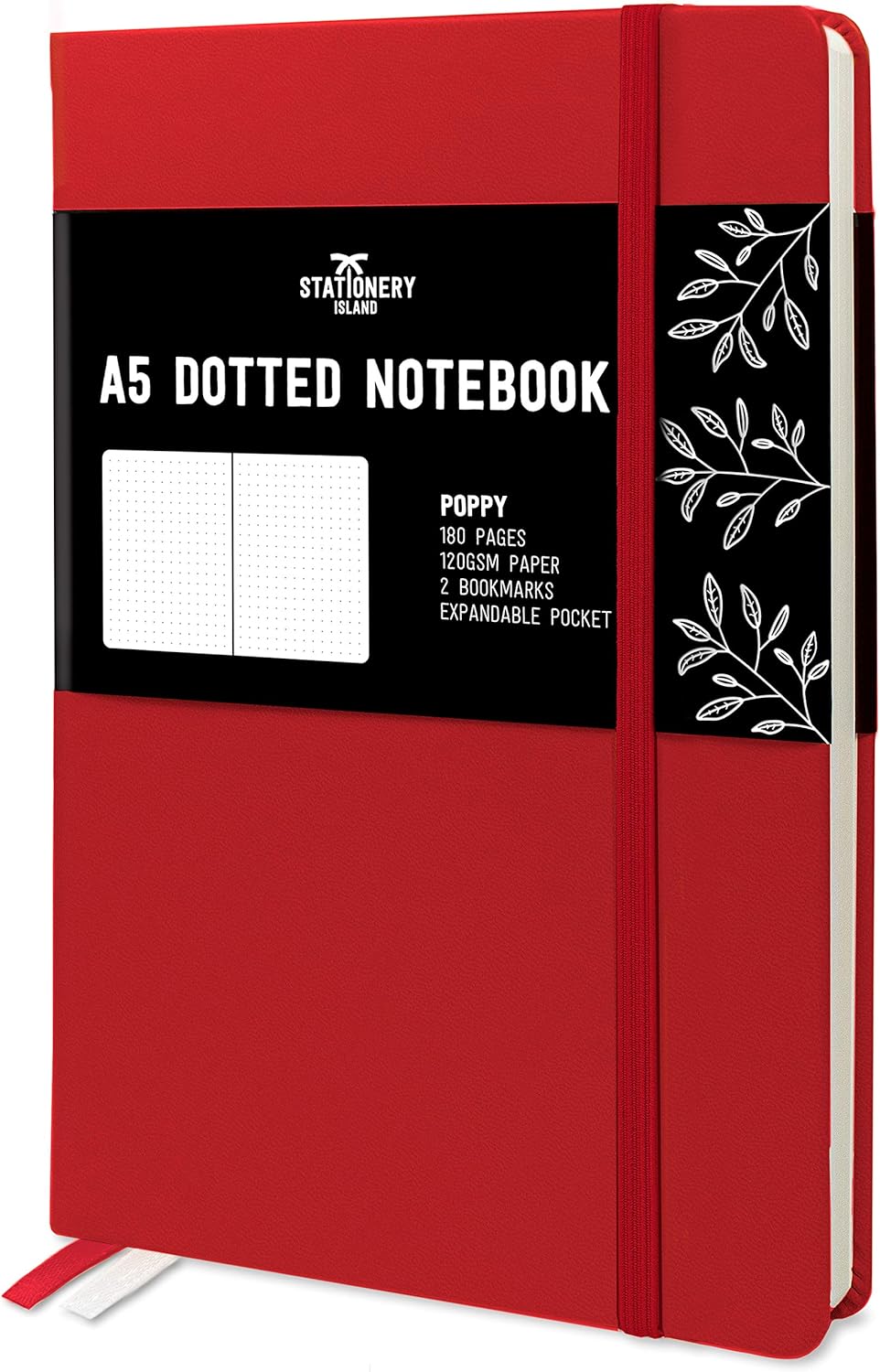 Stationery Island A5 Dotted Notizbuch Mohnblume. Hardcover Bullet