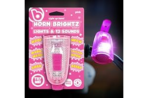 Brightz HornBrightz Light Up LED Bike Horn Light - 12 Unique Sound Effects - Bike Bell, Ring, Police Siren, Fire Engine, Trucker Horn, Backup Beep, Motorcycle, Magic Wand, Cat, Dog, Cow, Horse