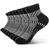 IRAMY Ankle Compression Socks for Men Women Cushioned Running Athletic Socks Plantar Fasciitis Relief 2/4/6 Pairs
