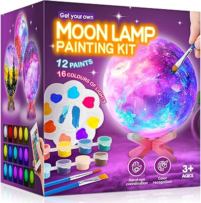 Cadeau Fille 6 7 8 9 10 11 12 Ans,Créatifs Fille 9 10 11 12 Ans Kit Jouet Enfant 5 6 7 8 Ans Activites Manuelles pour Enfants de Peinture Lampe Lune Cadeau Anniversaire Enfant Garcon 6-12 Ans