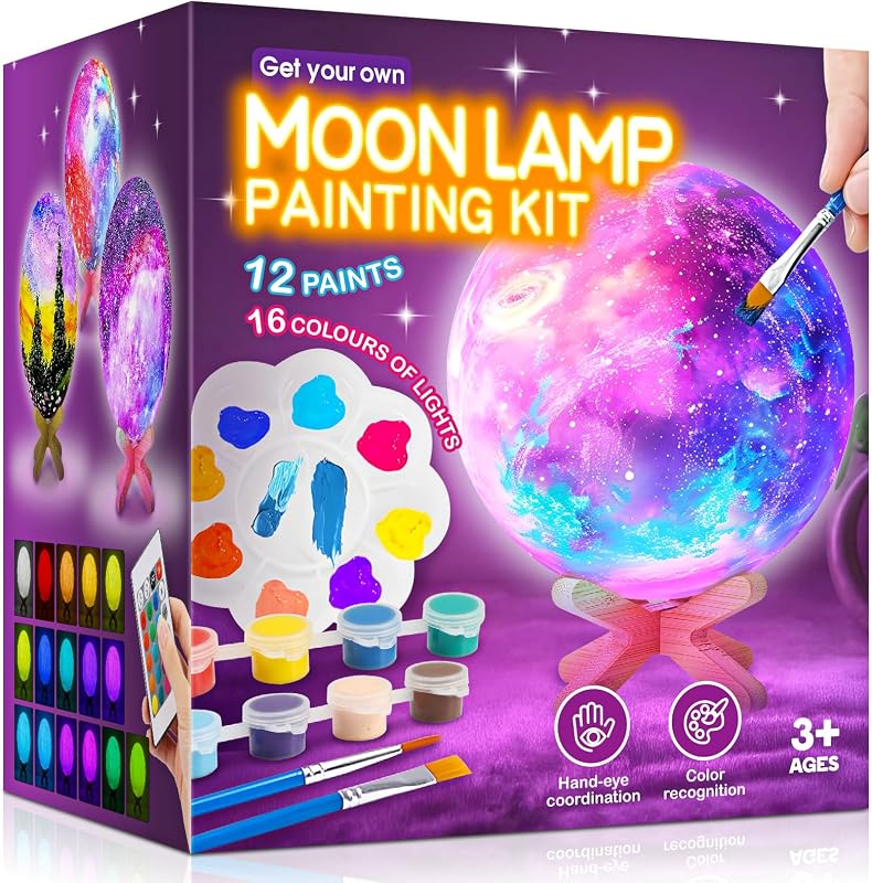 Cadeau Fille 6 7 8 9 10 11 12 Ans,Créatifs Fille 9 10 11 12 Ans Kit Jouet Enfant 5 6 7 8 Ans Activites Manuelles pour Enfants de Peinture Lampe Lune Cadeau Anniversaire Enfant Garcon 6-12 Ans