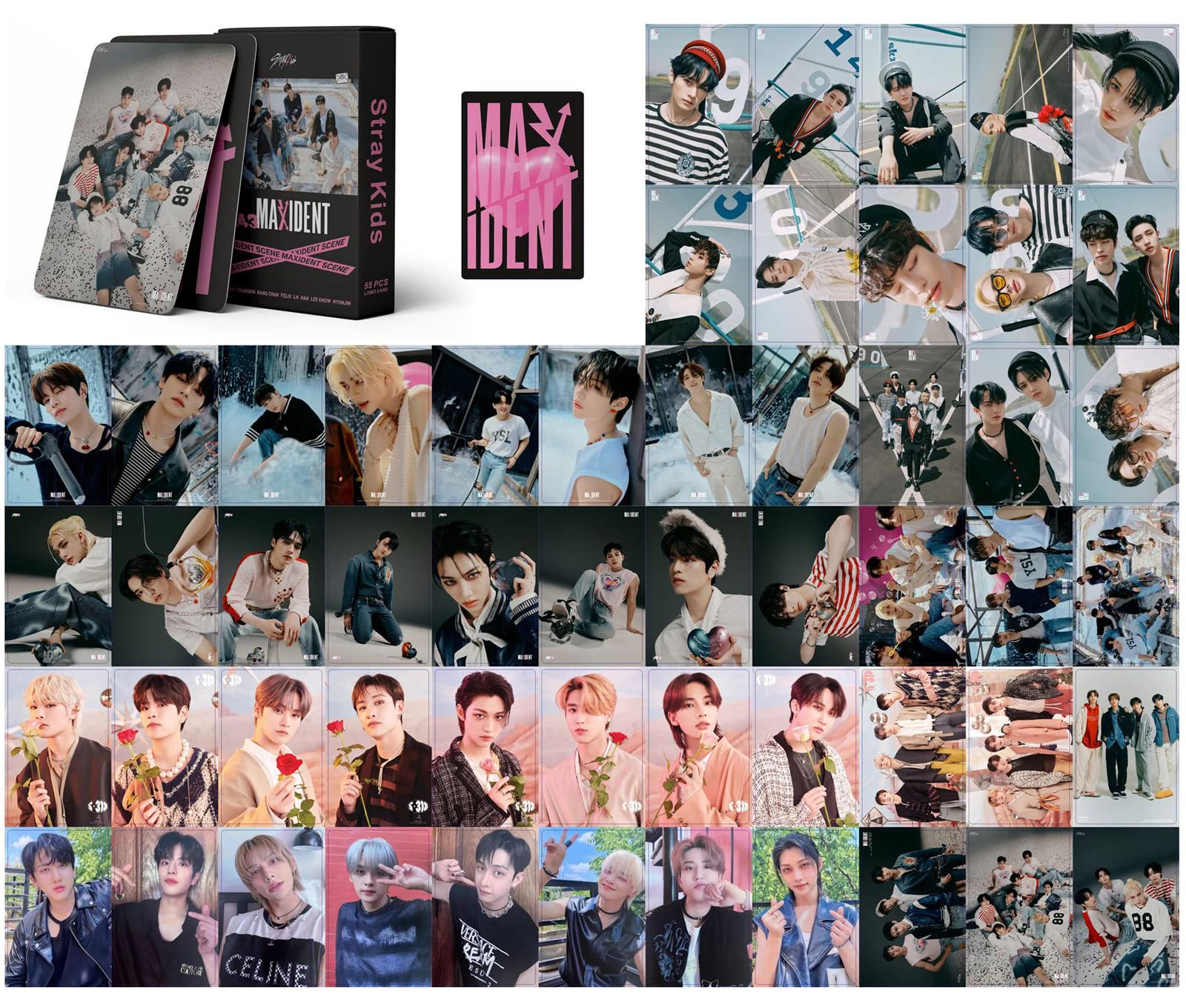 Stray Kids Photocard 54Pcs,Kpop Lomo Cards,Kpop Stray Kids Merchandise,Mini Picture Cards (A)