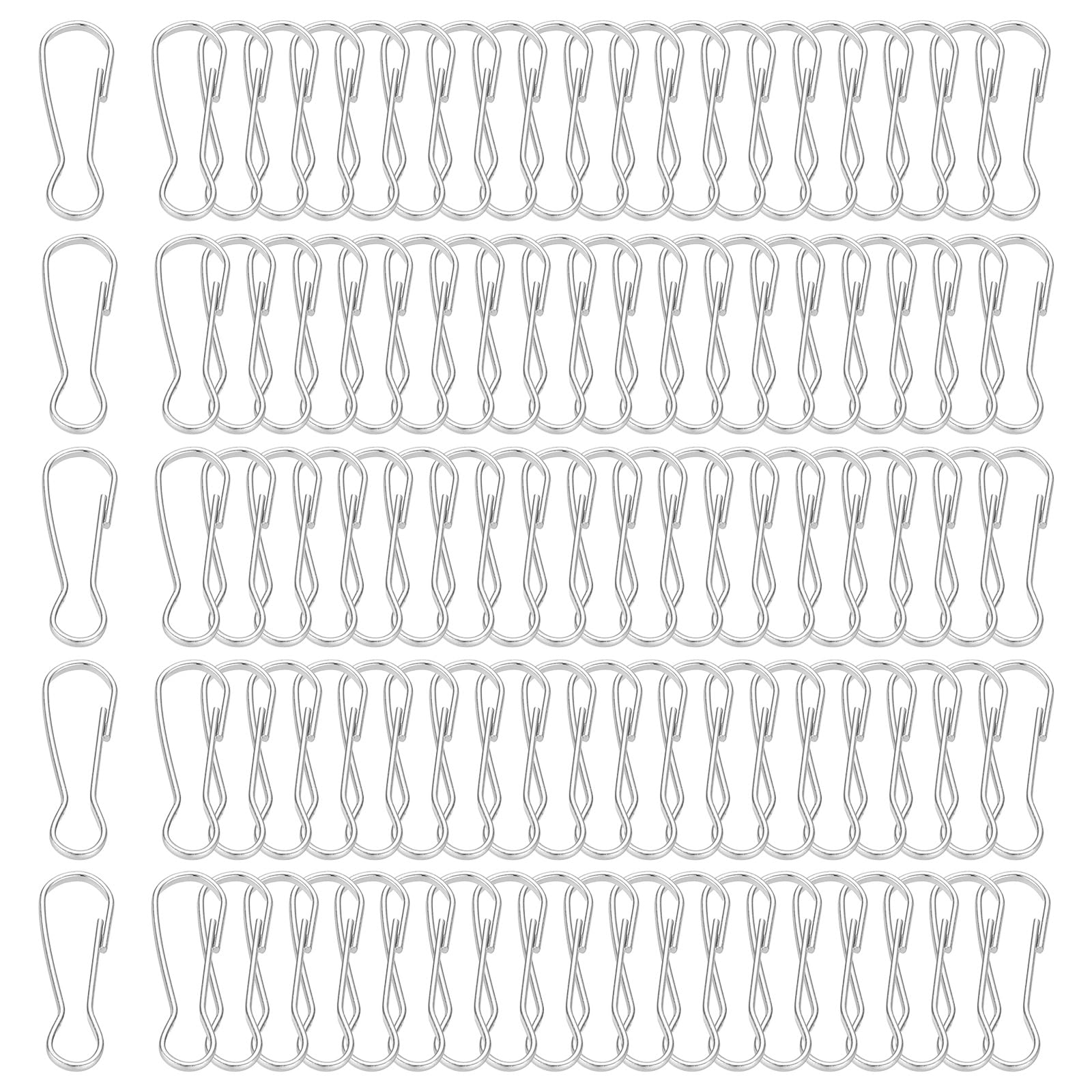 PATIKIL Lanyard Hooks, 200 Pcs 25mm Stainless Steel 304 Spring Snap Hook Metal Clips Clasp for Key Chain Key Rings ID Card Shower Curtain, Silver