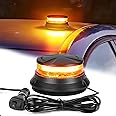 WINECO LED Amber Strobe Beacon Lights, Safety Warning Emergency Hazard Rotating Flashing Lights for Forklift Truck, Tractor, Golf Carts, ATV, Postal Car, 12-24V Magnetic Base and Permanent Mount