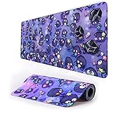 Babymiu Anime Cute Soot Sprite Large Mouse Pad Desk Mat 11.8×31.5 Inch with Non-Slip Rubber Base Stitched Edge Mouse Pad for Computer Laptop Office Accessories Decor