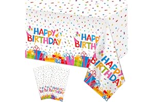 NatNarr 3 Pack Plastic Birthday Tablecloth, 54 x 108 Inch Disposable PE Happy Birthday Tablecloth Waterproof Rectangle Birthdays Party Table Cover for Birthdays Party Decorations