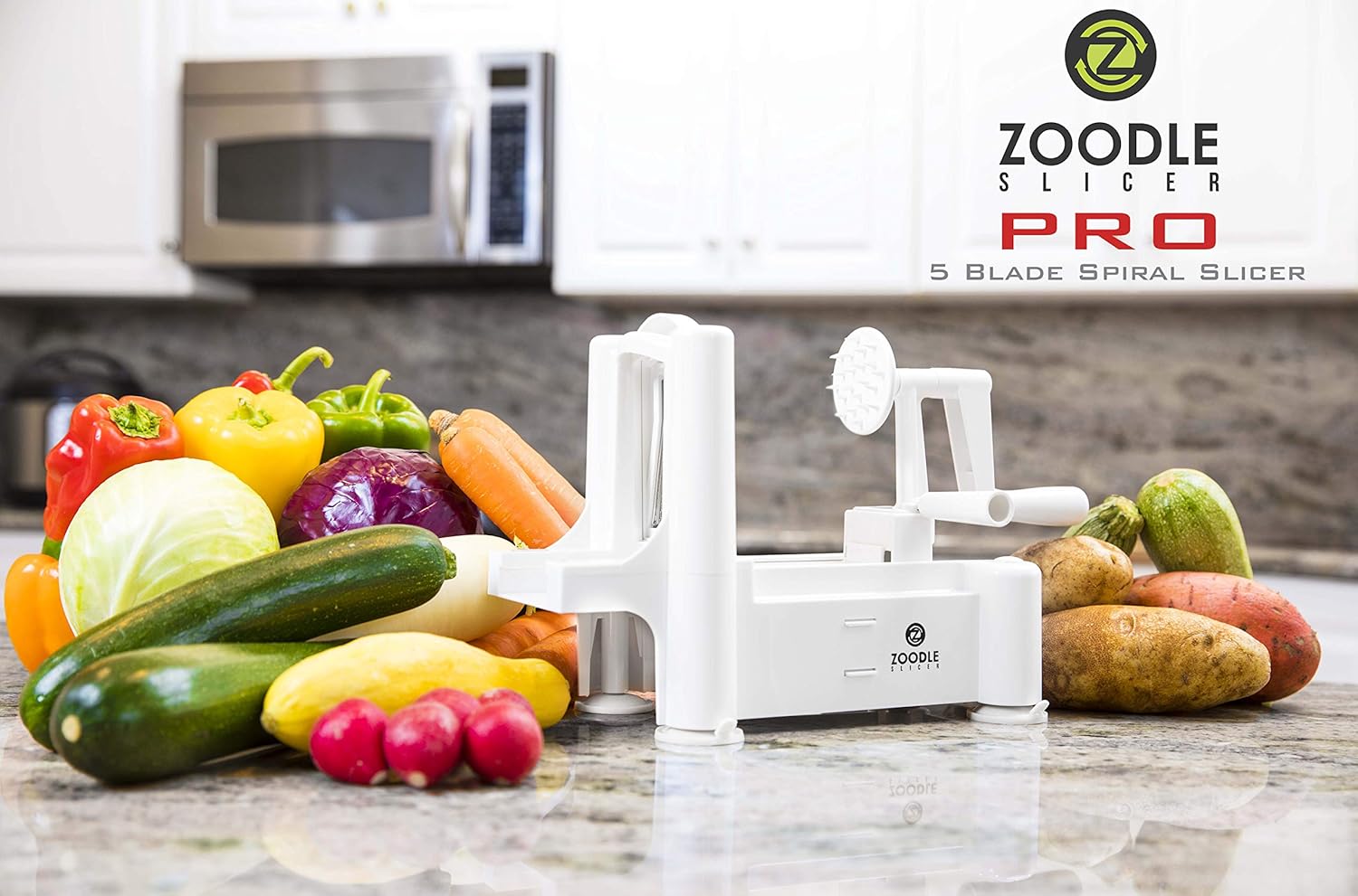 The Original Zoodle Slicer - Complete Vegetable Spiralizer, Spiral Slicer Bundle (With Cleaning Brush, Peeler & Recipe eBook) (HandHeld): Kitchen & Dining