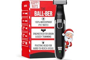 HAPPY NUTS The Ballber™ Electric Body Hair Trimmer for Men - Mens Body Groomer Kit for Privates - IPX7 Waterproof Shaver for Hard to Reach Areas