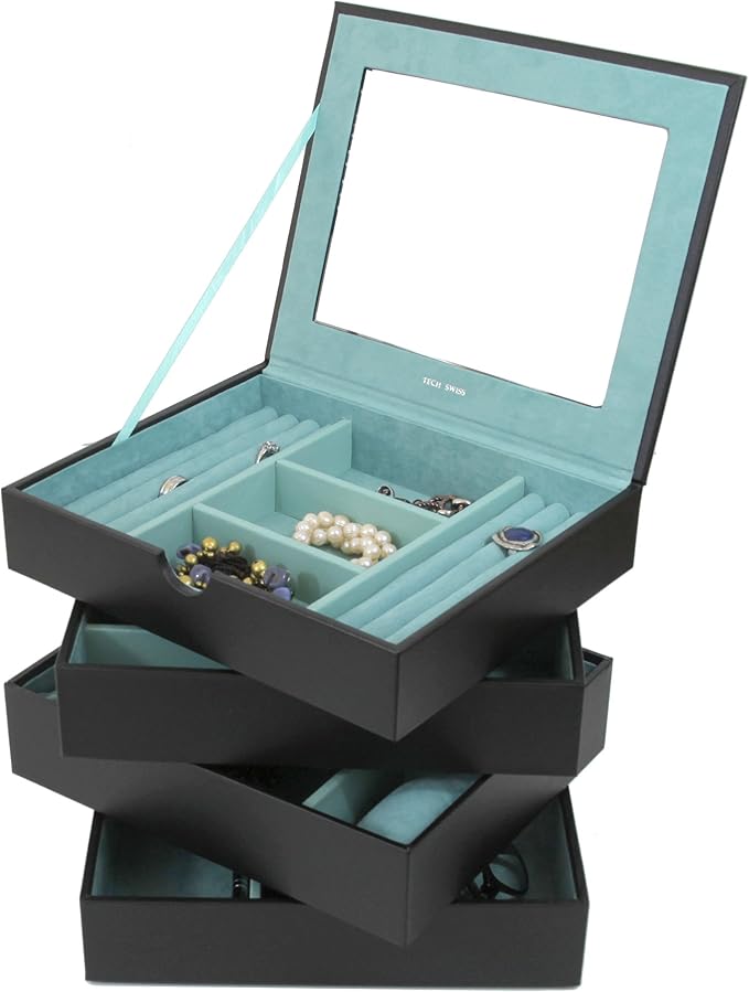 Jewelry Box Genuine Leather Brown Expresso Extra Large With