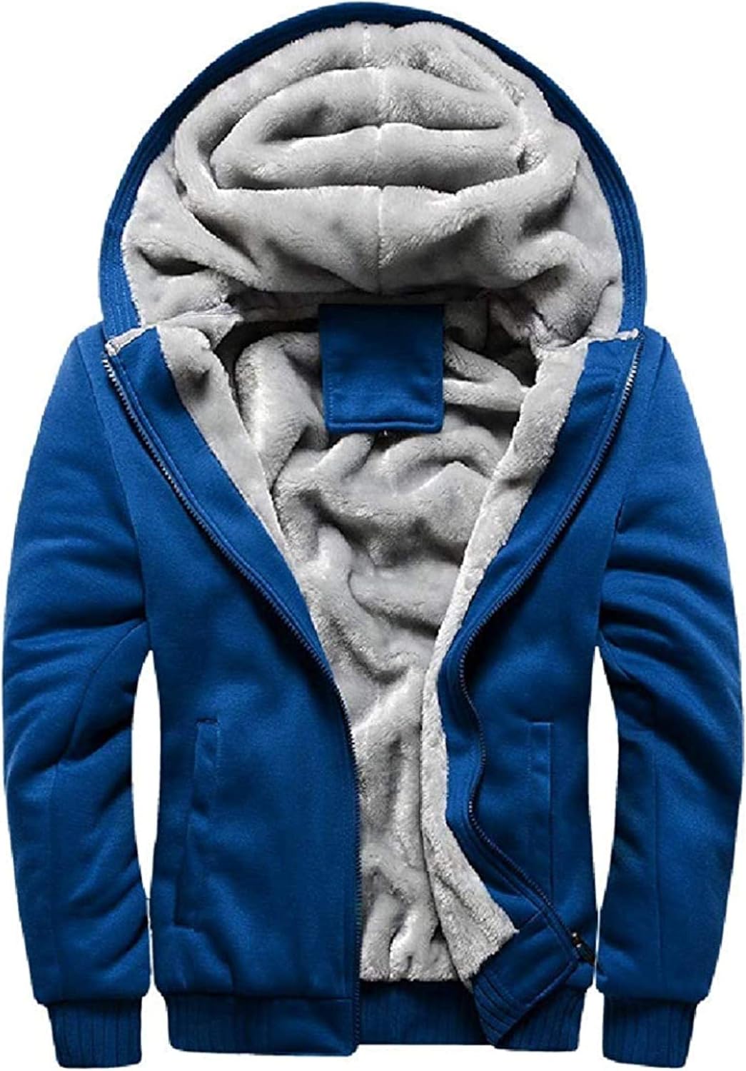 Mens Hooded Fleece Lined Zipper Thicken Slim Fit Sweatshirt Jacket Coat