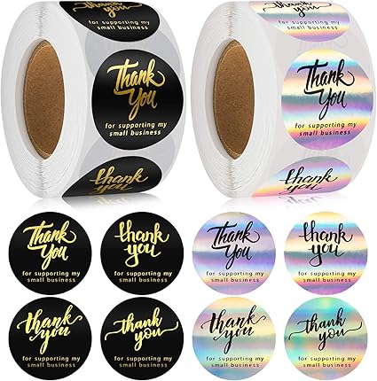 Amazon 2ロール 1 5インチ Thank You ラベルステッカー Thank You For Support My Small Business ステッカー ビジネスラベルシール ブティック ショップ バッグ ボックス 封筒 500枚 シール ステッカー 文房具 オフィス用品