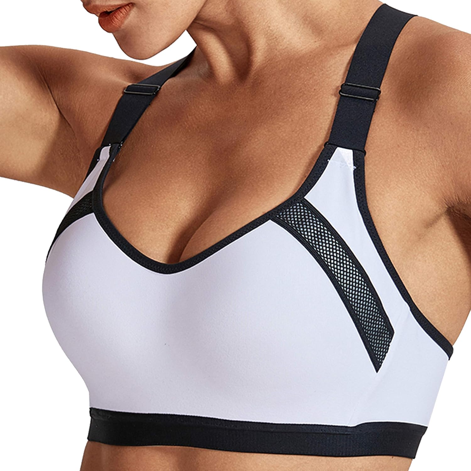 SYROKAN Women's Racerback High Impact Workout Running Padded Underwire