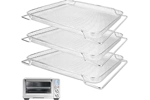 SETTLEDOWN Air Fryer Basket for Breville Smart Oven Air Fryer Pro, 3pcs Stainless Steel Mesh Baskets Air Fryer Accessories, Mesh Tray for Oven, Microwave Ovenro (for Breville:16.5"D x 11.8"W x 0.5"H)