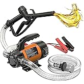 LUXPLLUSO Electric Fuel Pump 12V Heavy duty 15GPM Portable Diesel Transfer | With Fuel Nozzle &amp; Hoses, For Diesel Kerosene Transformer Oil Water, For Diesel Vehicles Home Business Farm