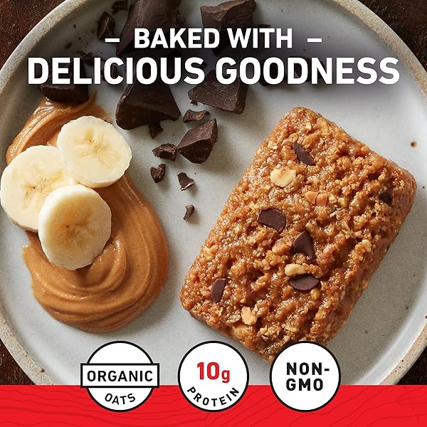 CLIF BAR – PEANUT BUTTER BANANA WITH DARK CHOCOLATE FLAVOR – MADE WITH ORGANIC OATS – 10G PROTEIN – NON-GMO – PLANT BASED – ENERGY BAR – 2.4 OZ.