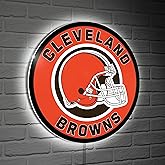 Team Sports America Evergreen NFL Cleveland Browns | Ultra-Thin LED Light Wall Sign Décor | 23 Inch Round | Made in USA