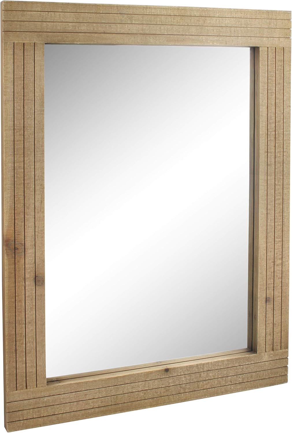 Stonebriar Rectangle Natural Wood Hanging Wall Mirror, Medium, Brown: Home & Kitchen