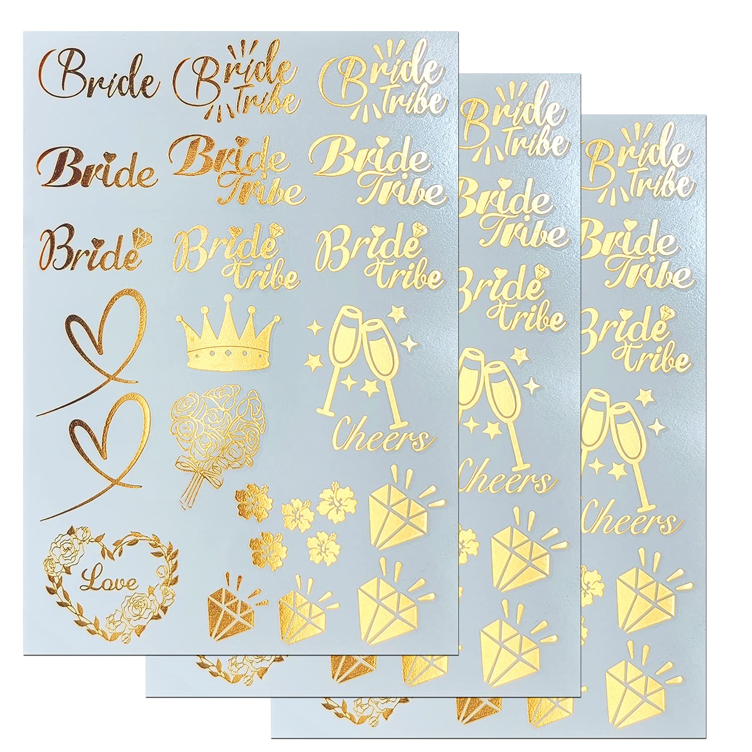 Anisqui Hen Party Tattoos Gold, (3 Sheet Hen Do Tattoos), Bride Tribe Bachelorette Party