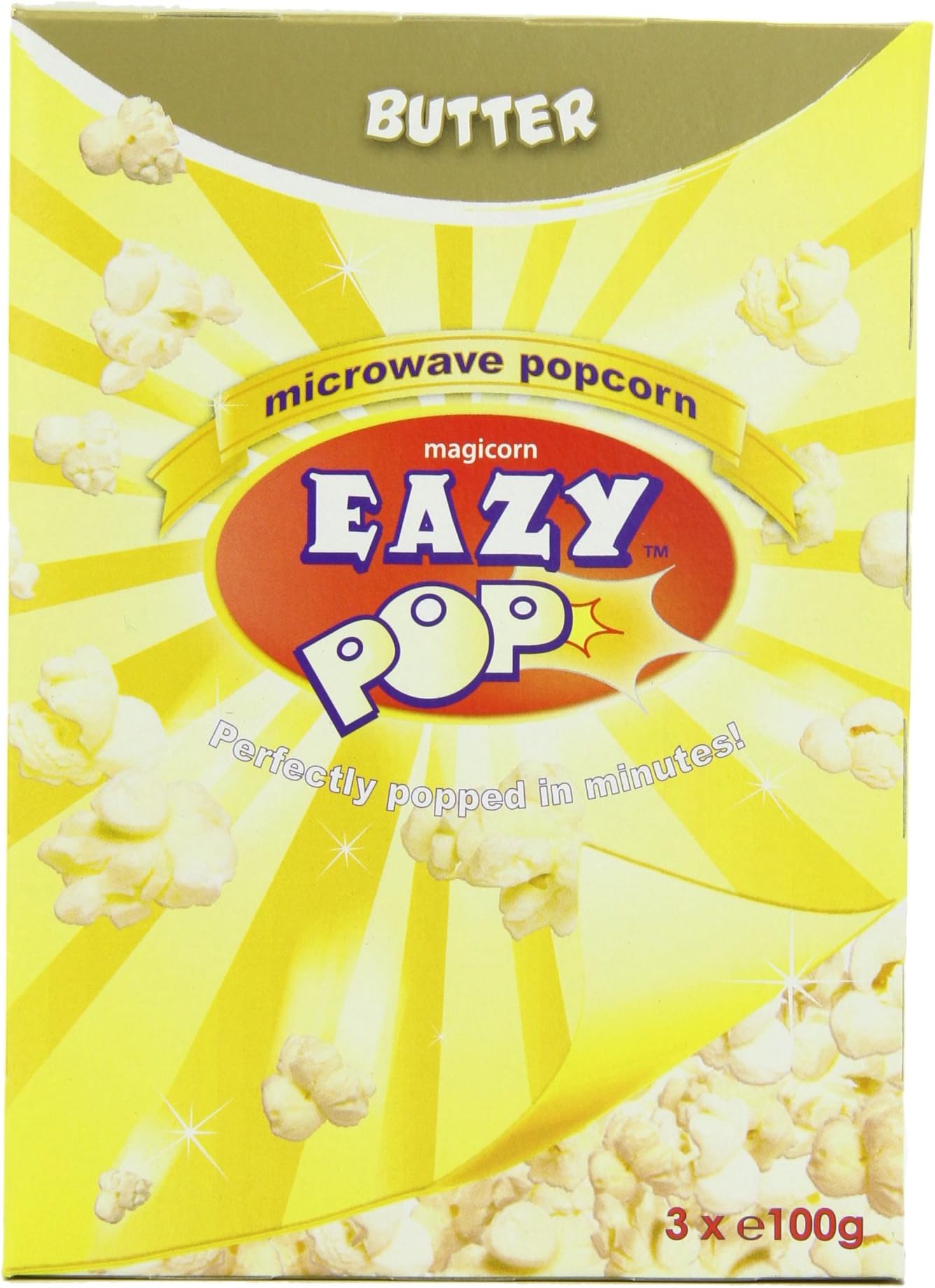 Eazypop Microwave Popcorn Butter Flavour 3 x 100 g (Pack of 16)