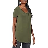 Amazon Essentials Women's Relaxed-Fit Short-Sleeve V-Neck Tunic (Available in Plus Size)