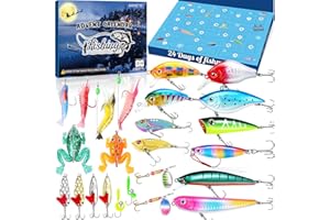 AWHETIE Fishing Advent Calendar 2025,24 Days Christmas Countdown,Fishing Lure Advent Calendar 2025 Men,Fishing Lures Set for Fisher Men Adult Teens Surprise