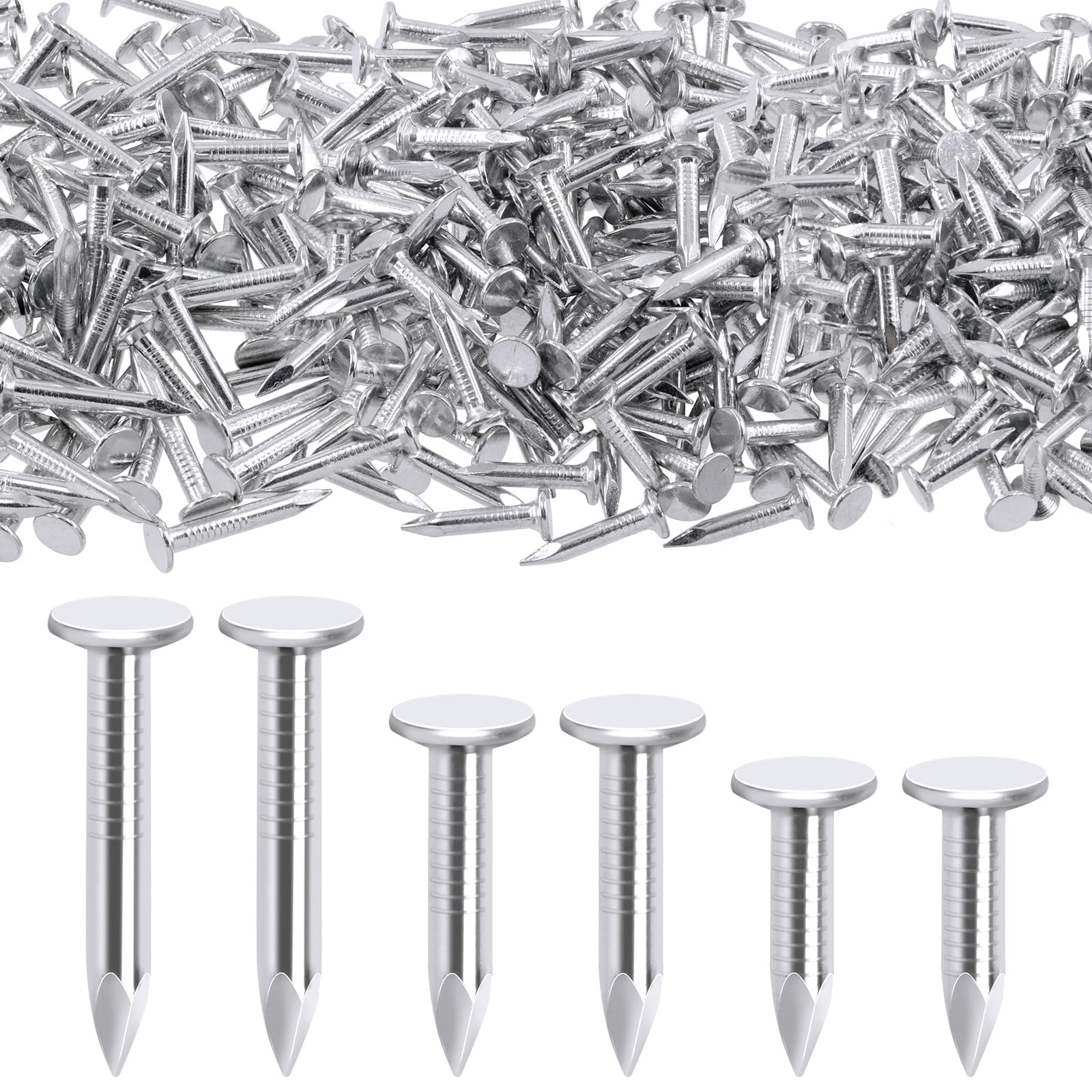 Rustark 400Pcs 3 Sizes 3/4 Inch 1 Inch 1-1/4 Inch Galvanized Roofing Felt Nails Asphalt Nails Slating Nails Cement Siding Nails for Roof Repair, Asphalt Tile, Landscaping (20mm 25mm 30mm)