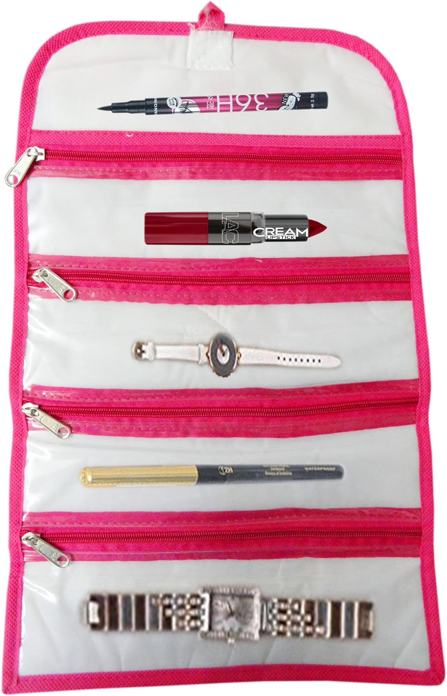 ATORAKUSHON Satin Jewellery Organizer/Wrist Watch/Anklet/Chain/Bracelet Foldable Jewellery Pouch Vanity Bag Cover