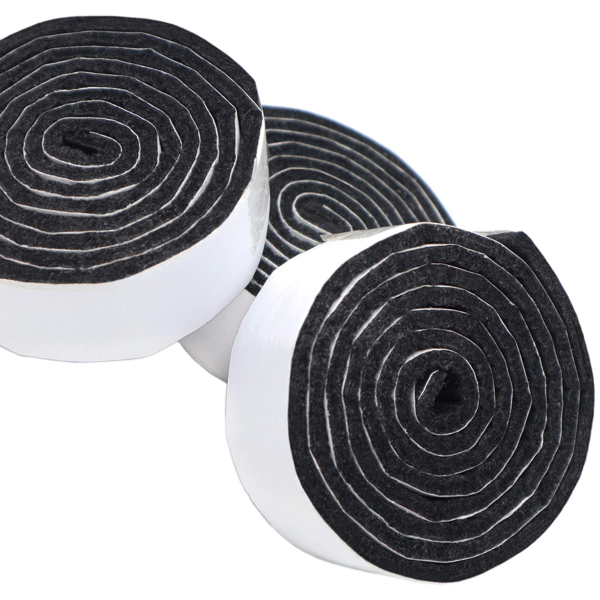 Adsamm® / 3 x self-adhesive Felt Strips/Black / 0.94x39.37'' (24x1000 mm) / rectangular / 0.138'' / 3.5 mm thick stick-on furniture felt glides/Furniture & Chair Glides