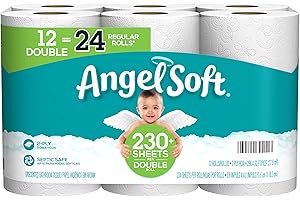 Angel Soft® Toilet Paper, 12 Double Rolls = 24 Regular Rolls, 2-Ply Bath Tissue