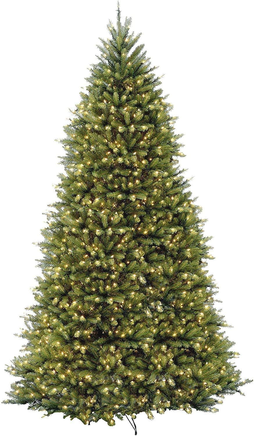 Trees - National Tree Company Pre-Lit Artificial Full Christmas Tree, Green, Dunhill Fir, White Lights, Includes Stand, 12 Feet