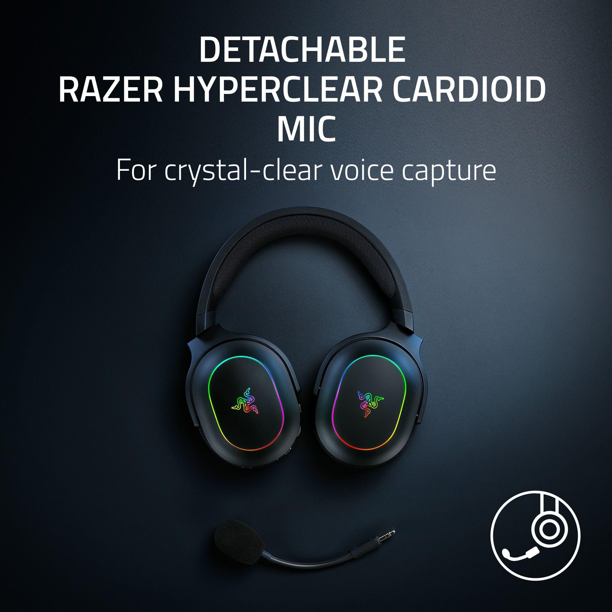 Razer Barracuda X Chroma Wireless Gaming Headset: 2.4GHz Wireless & Bluetooth - Lightweight - Chroma RGB - 40mm Drivers - Cardioid Mic - 70 Hr Battery - for PC, Mac, PS5, Switch 2, Smartphone - Black