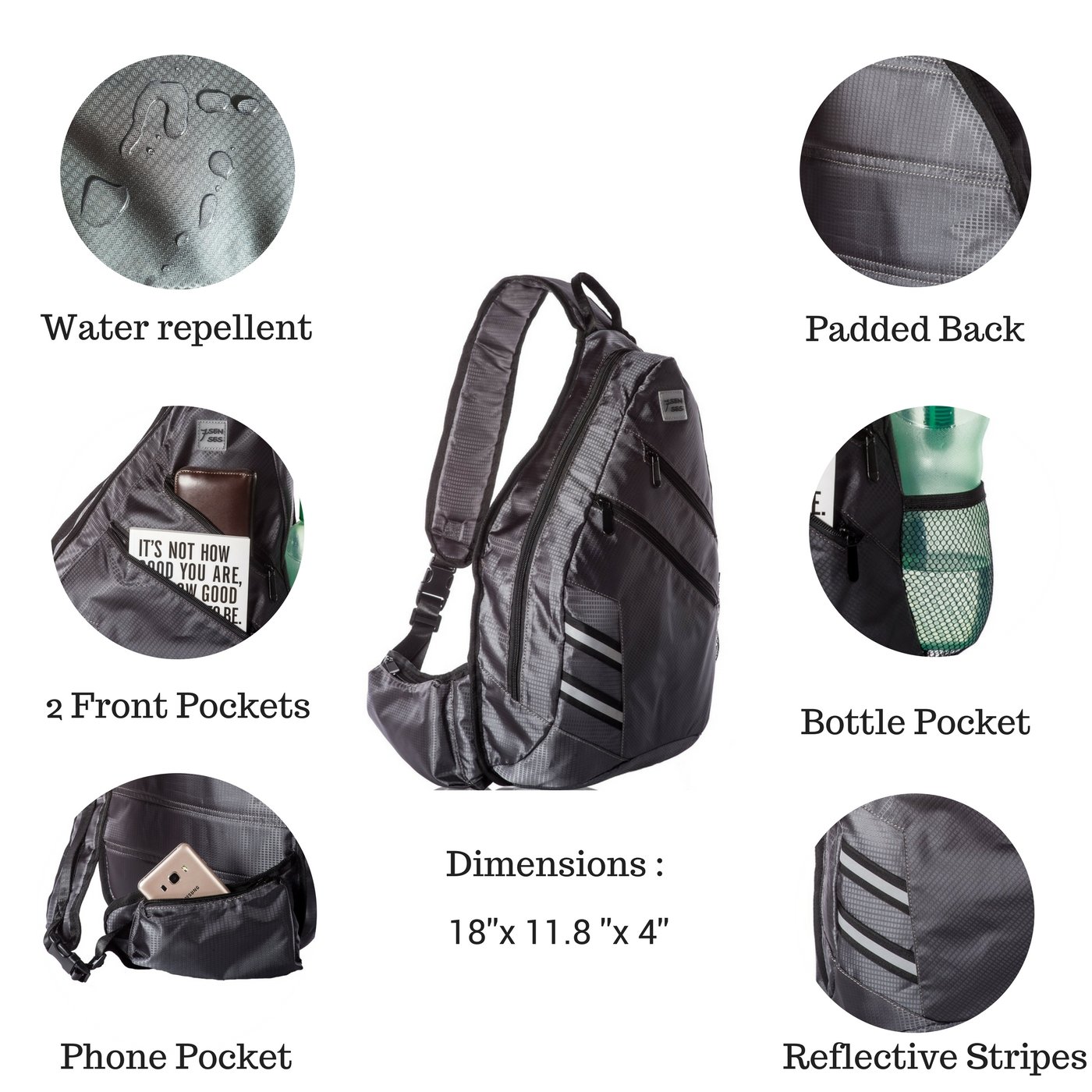 7Senses Sling Bag Crossbody Backpack Shoulder Bag - Travel Backpack Multipurpose Daypack for Men & Women