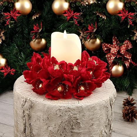 Centrotavola Natalizi Shabby Chic.Edg Enzo De Gasperi Ghirlanda Centrotavola Girocandela Natale Shabby Chic Magnolia Velluto Rosso Diametro 20 Cm Amazon It Casa E Cucina