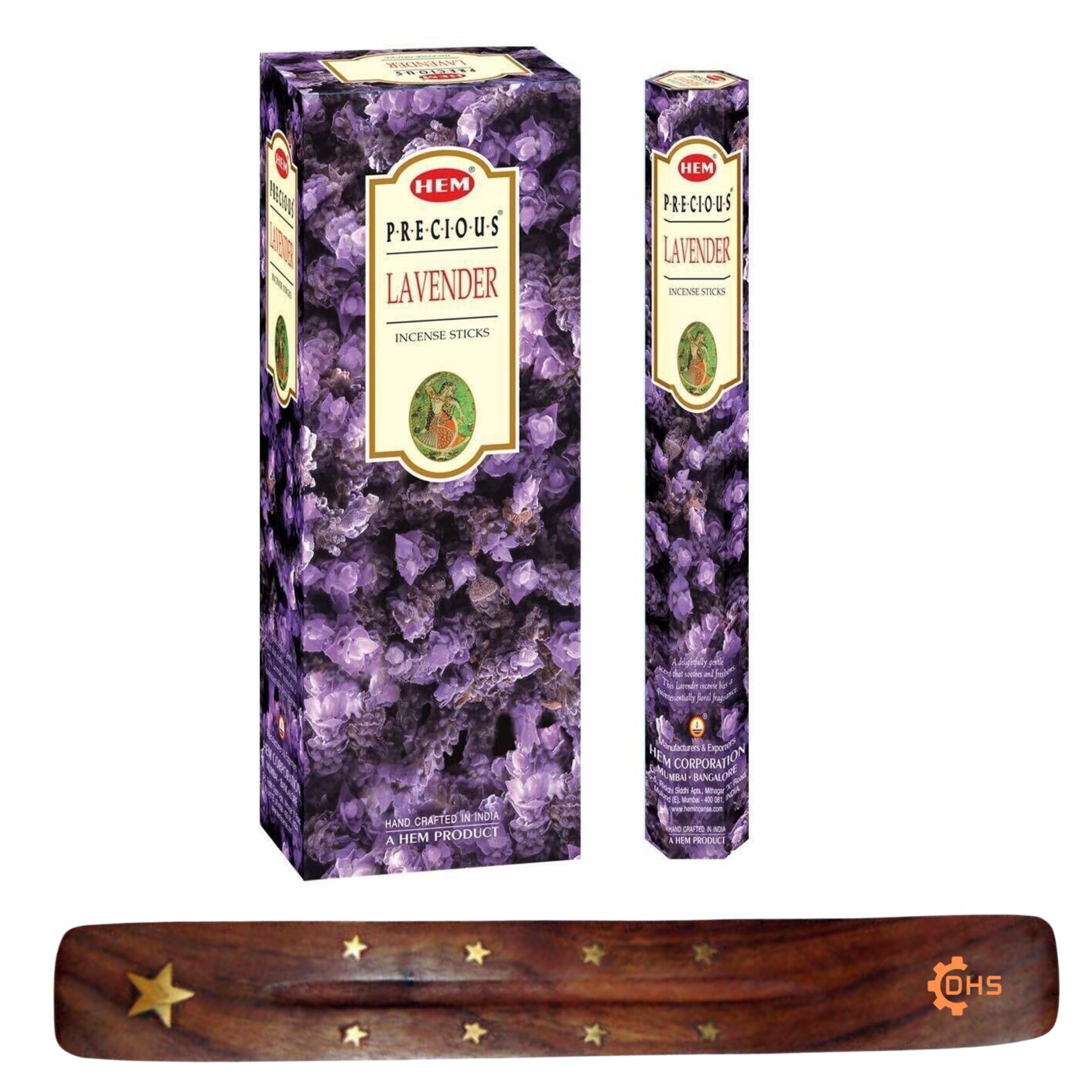 HEM Lavender Incense sticks Full box of 6 with DHS incense stick holder for Spirituality,Spa,Yoga,Meditation,Healing,Aromatherapy and Relaxation…