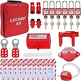 RealPlus Lockout Tagout Kit - Safety Padlocks, Gate Valve Lock, Ball Valve Lockout, Circuit Breaker Lockout, Hasps, Plug and 