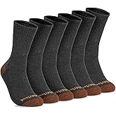 Timberland Men's Comfort Crew Socks, Arch Support, Padded Cushion, Moisture Control, Assorted 6 Pack (Size 7-12)